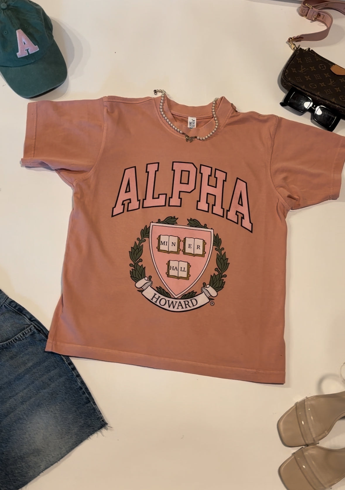 Alpha Shield Tee in Salmon Pink (Ships on 4/24)