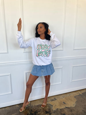 Pinky Promise Sweatshirt in White (Ships on 12/4)
