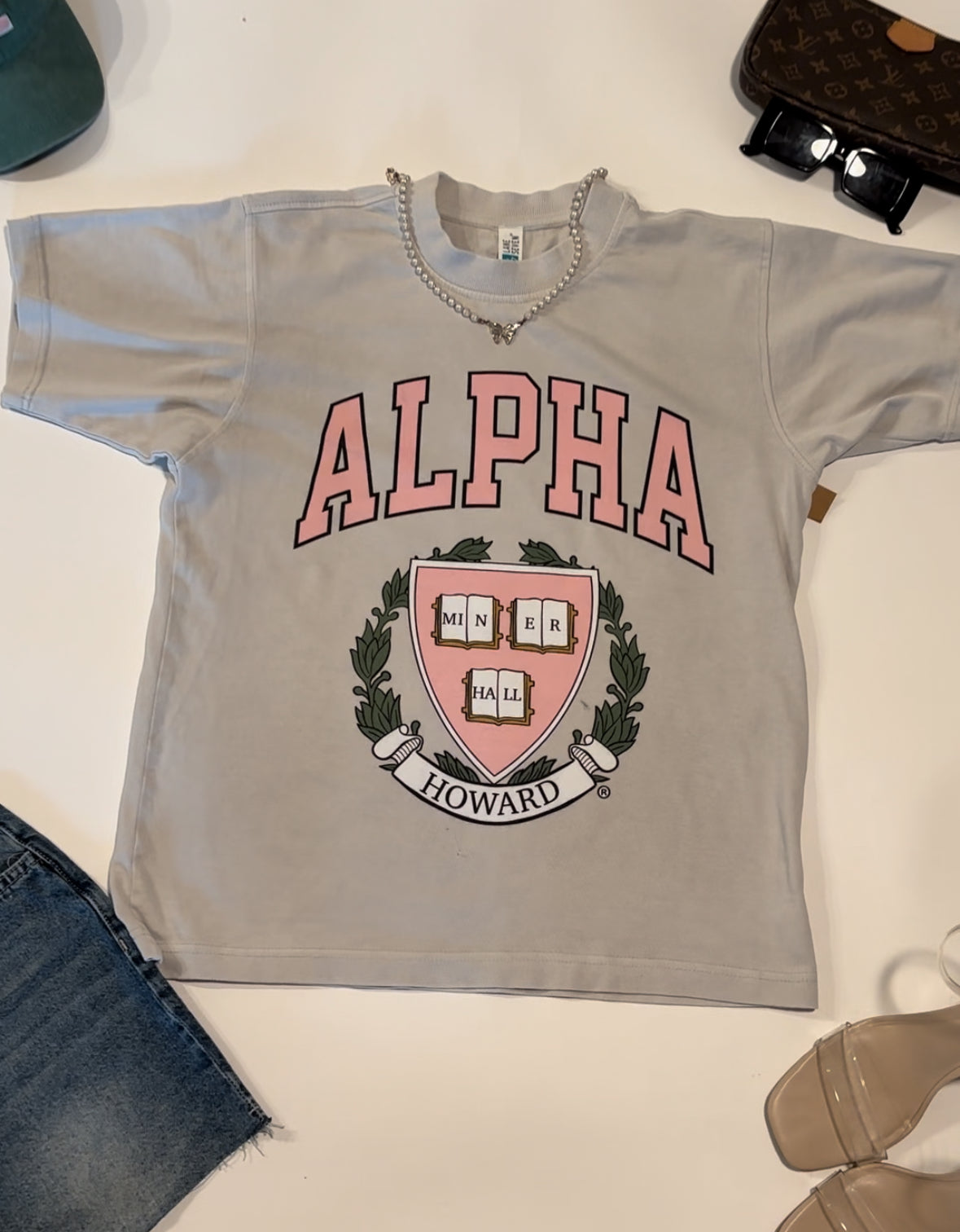 Alpha Shield Tee in Stone (Ships on 4/24)