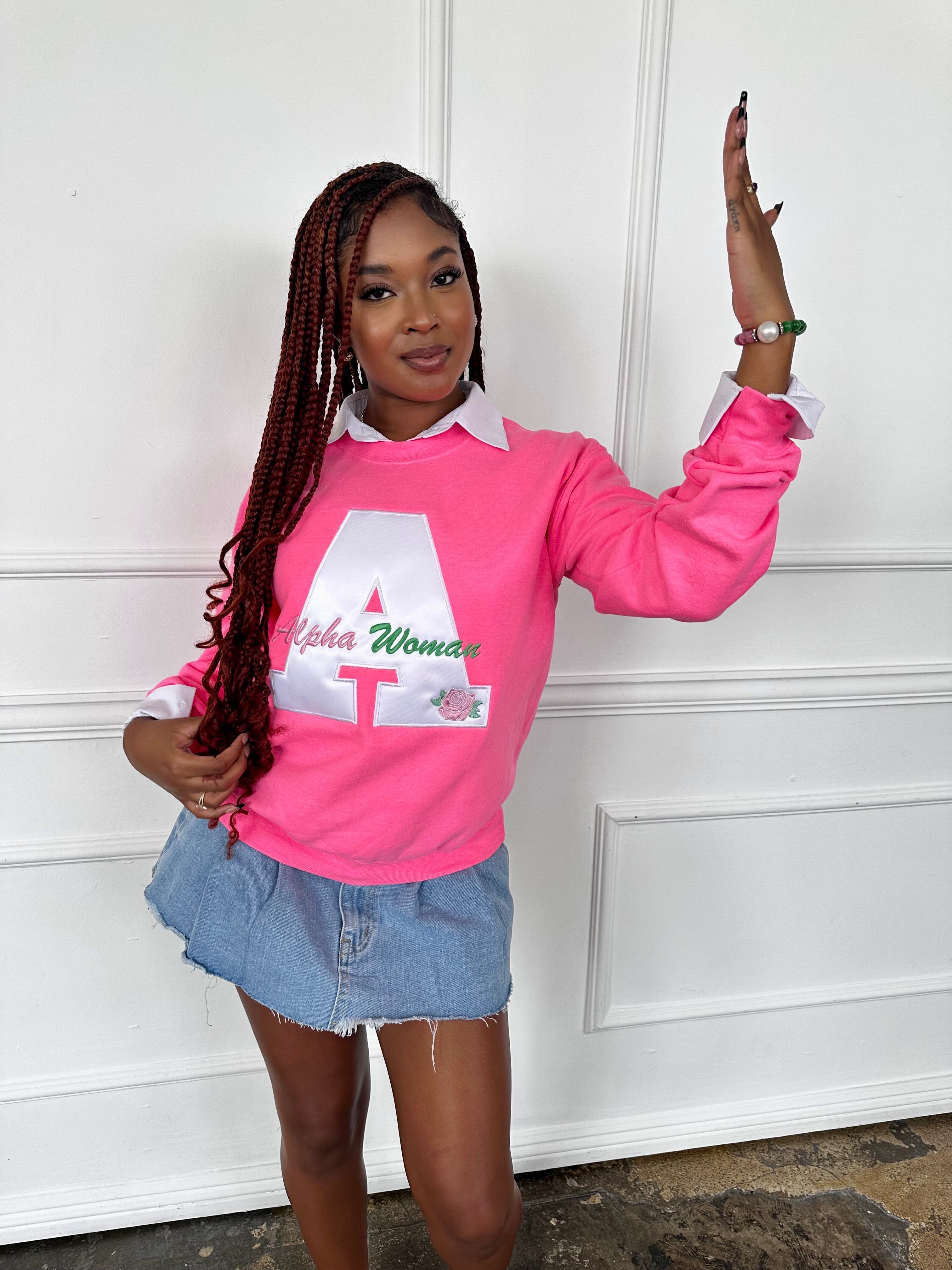 Big A Sweatshirt in Neon Pink (Ships on 12/4