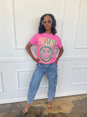 Phinest Smiley Tee in Pink (Ships on 4/24)