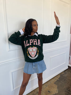 Alpha Sweatshirt in Forest Green (Ships on 4/24)