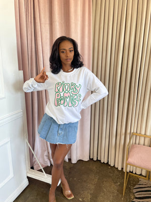 Pinky Promise Sweatshirt in White (Ships on 12/4)