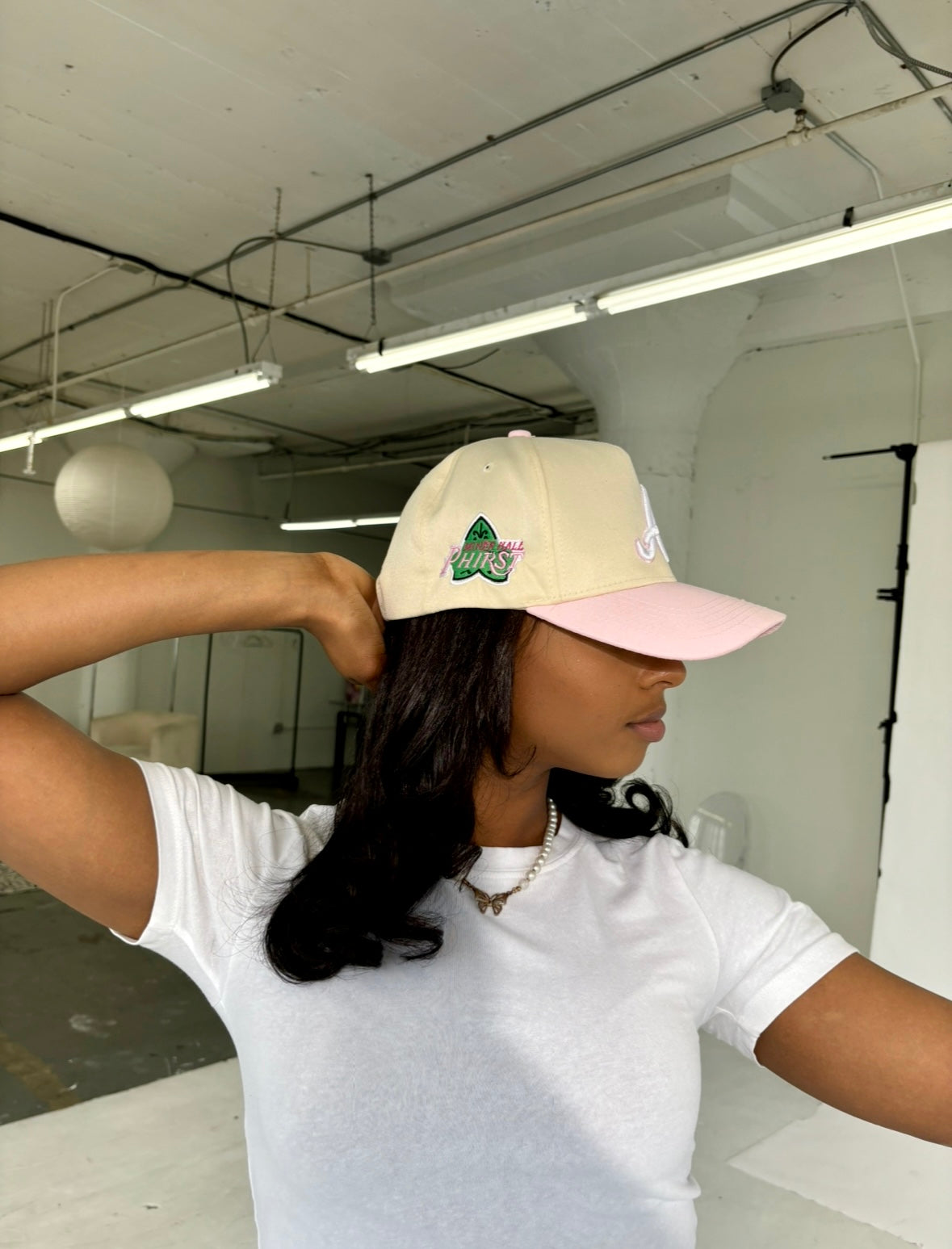 A Hat with Light Pink Brim (Ships on 4/24)