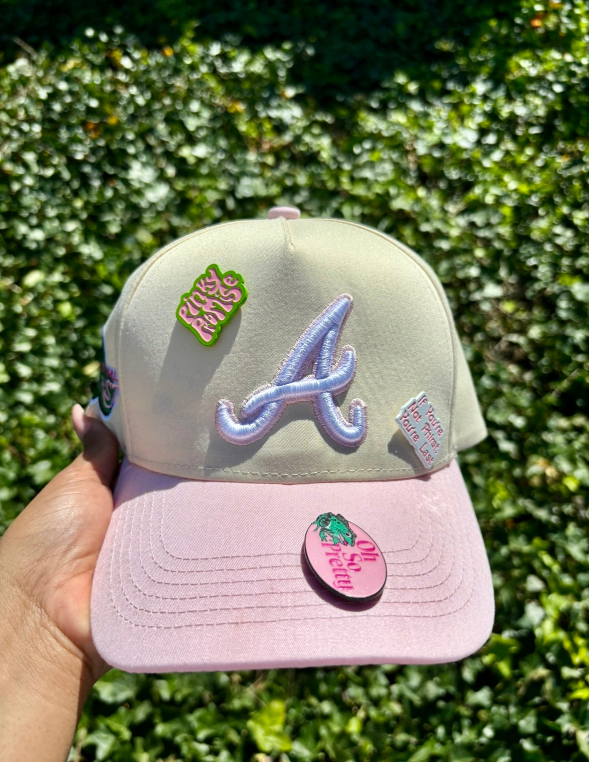 A Hat with Light Pink Brim (Ships on 4/24)