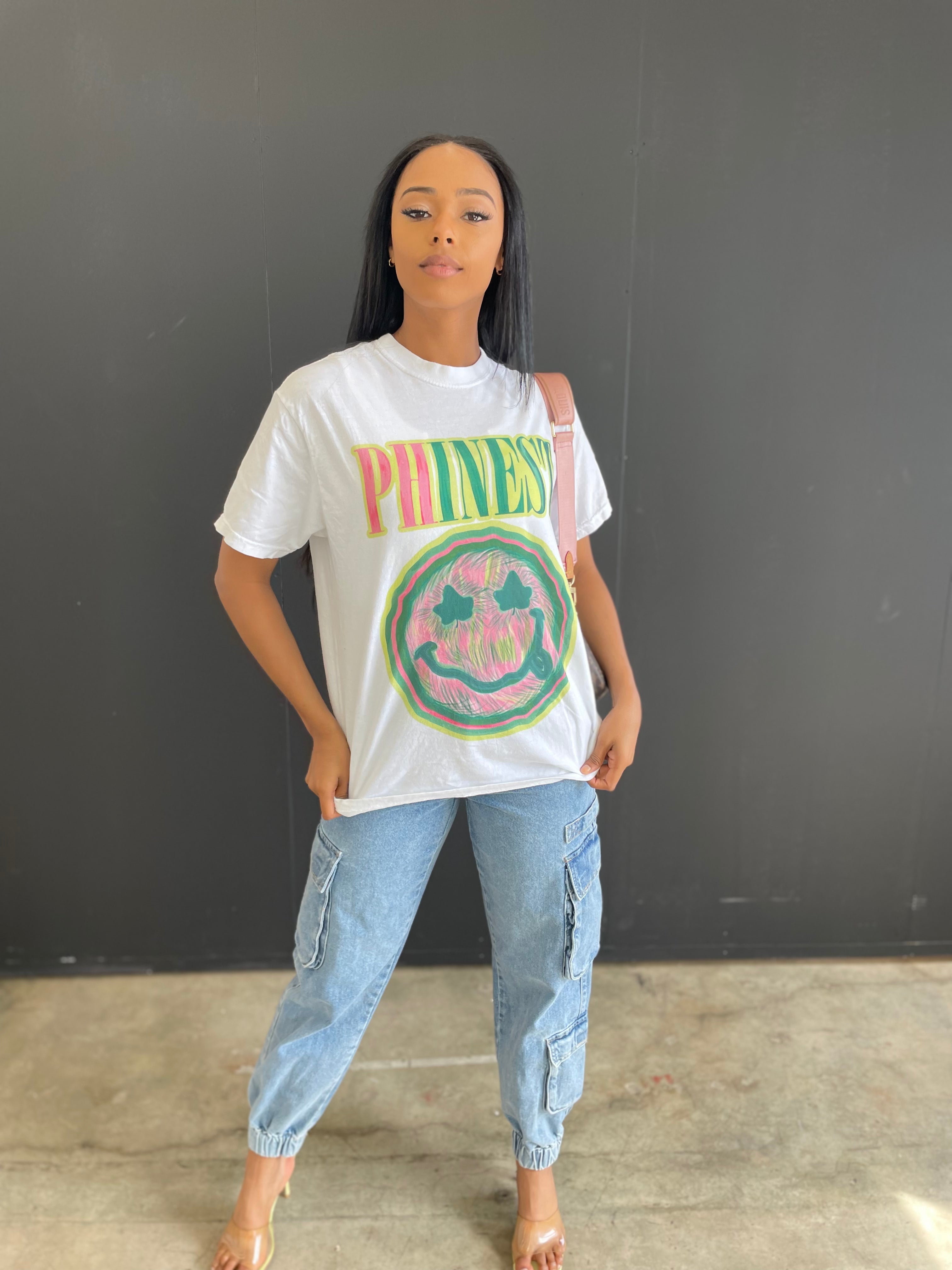 Phinest Smiley Tee in White (Ships on 4/24