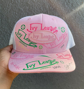 Ivy League Hat in White/Pink