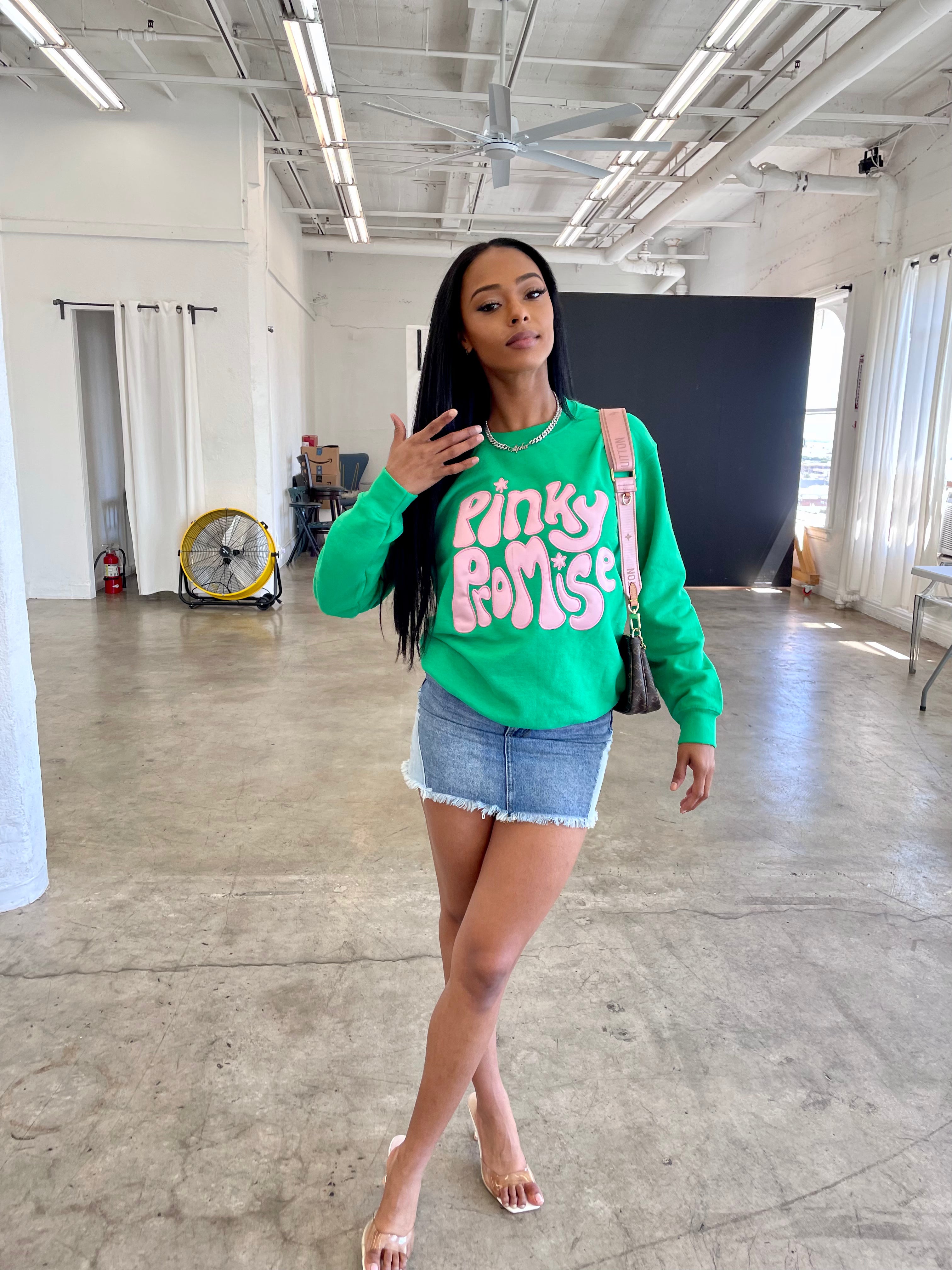 Pinky Promise Sweatshirt in Green (Ships on 4/24)