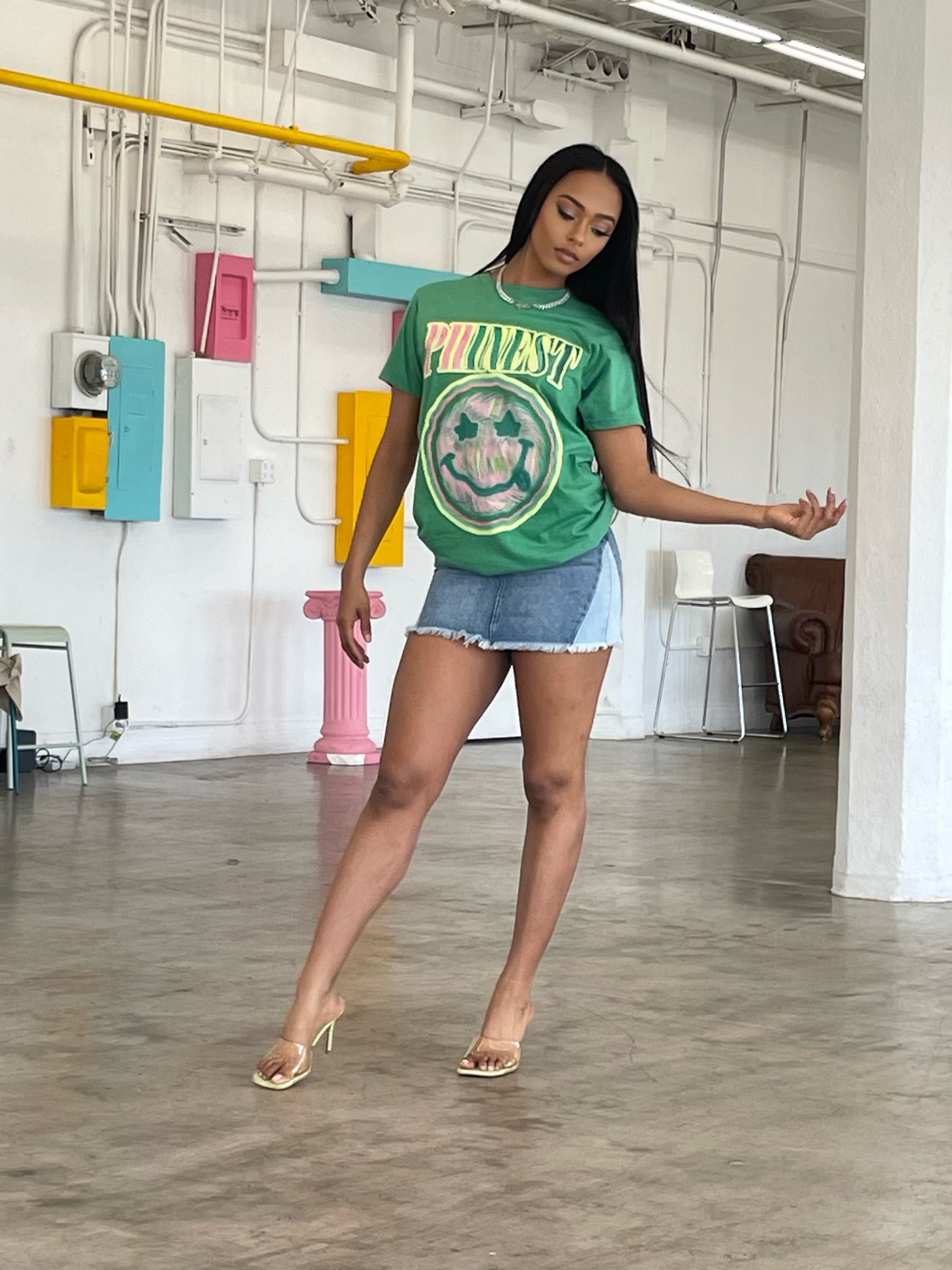 Phinest Smiley Tee in Green