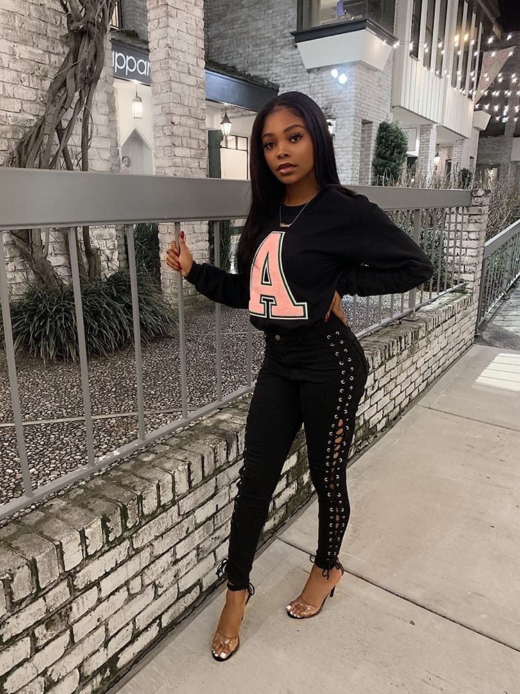 Alpha Letter Sweater in Black