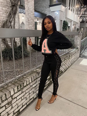 Alpha Letter Sweater in Black