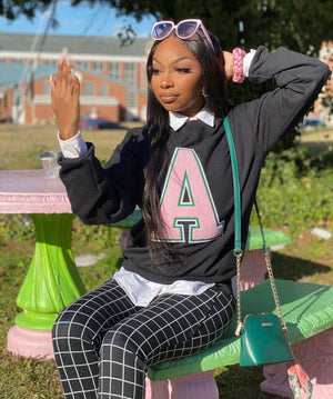 Alpha Letter Sweater in Black