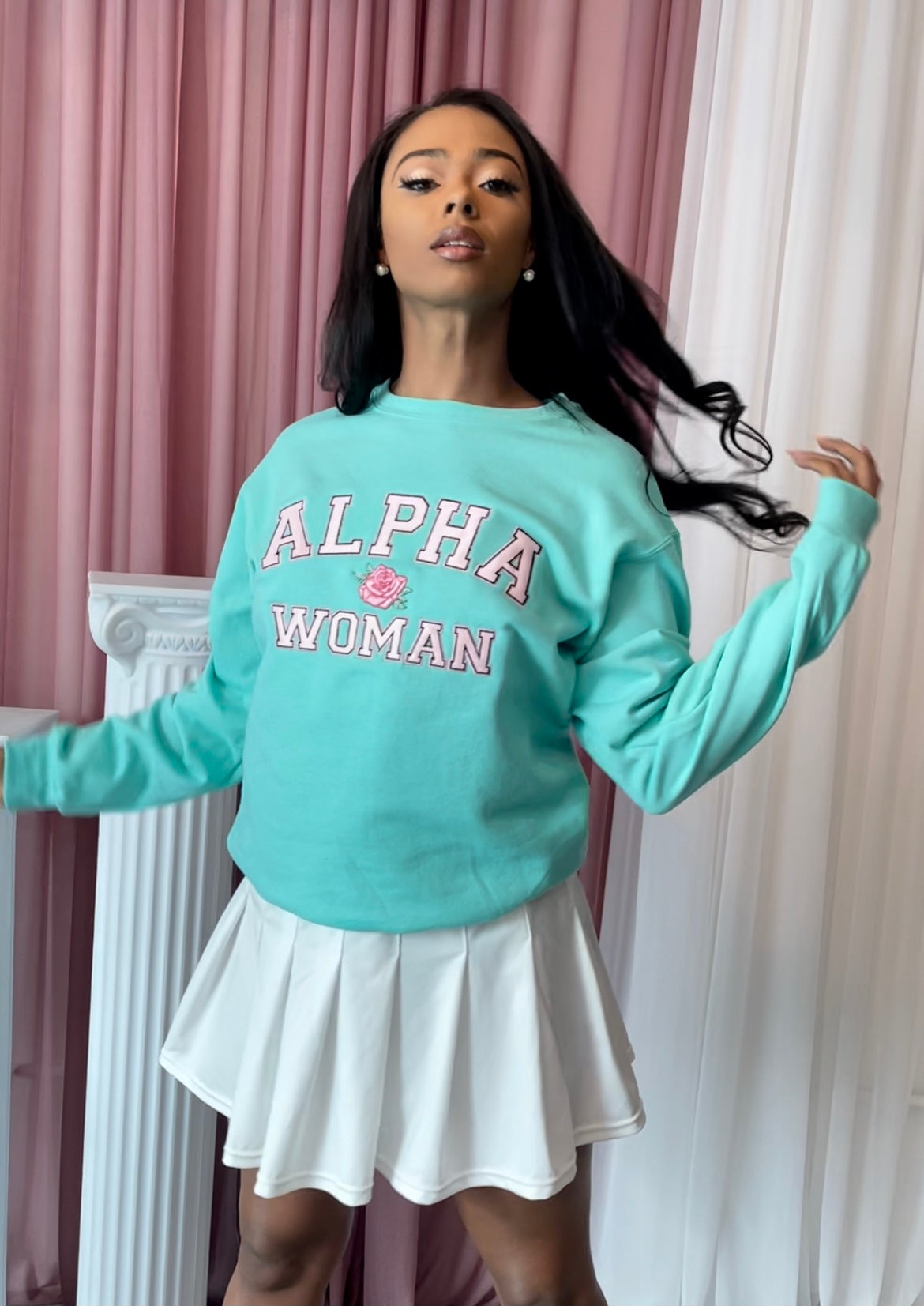 Alpha Woman Crewneck in Mint Green